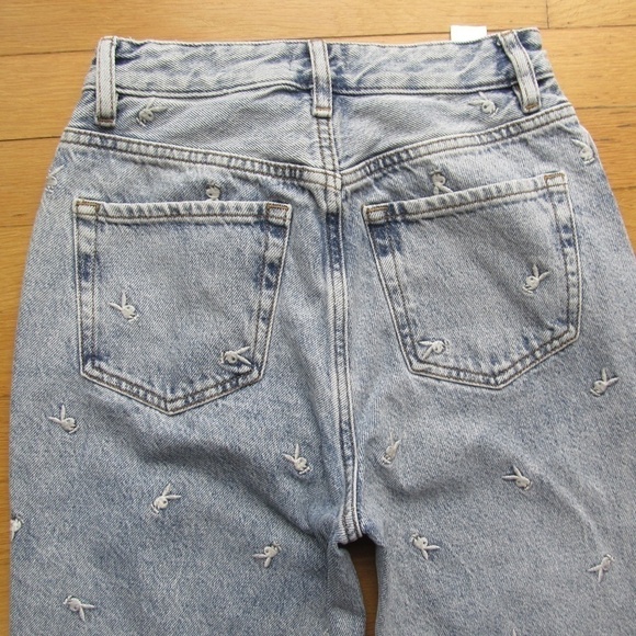 PLAYBOY By PacSun High Rise Boyfriend Bunny Embroidery Crop Jeans Women's Sz 24 - Picture 6 of 10